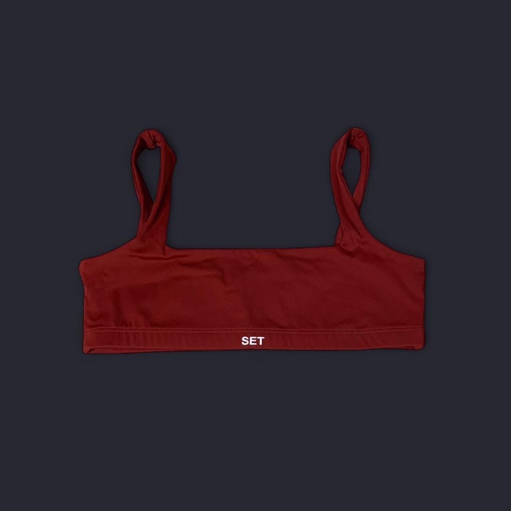 Red SET Square Neck Sports Bra